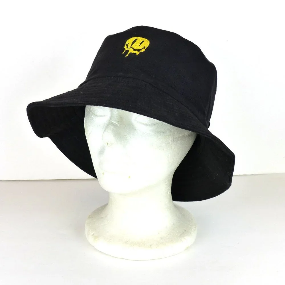 Eighty Eight Embroidered Melting Face Bucket Hat Adult One Size Black Reversible